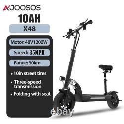 10AH 48V 1200W Electric Scooter 35MPH Speed Commute Electric Scooters with Seat