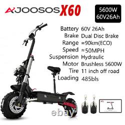 11 Inch 60V 5600W Electric Scooter 50MPH 26Ah Fast Foldable Scooter for Off Road
