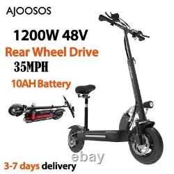 1200W 10AH 10'' Road Tire Folding E Scooter Electric Removable Seat For Adults