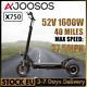 1600w Ajoosos X750 Electric Scooter Max Speed 37.5mph Climbing Angle 35°