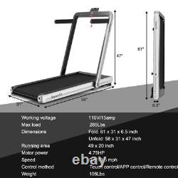 4.75HP 2 In 1 Folding Treadmill WithRemote APP Control BluetoothSP37424BK