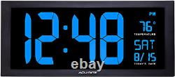 76100M Oversized LED Clock with Indoor Temperature, Date and Fold-Out S