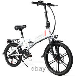 Foldable 350W Samebike Upgraded Electric Black White Bicycle 48V 10.4AH 7 Speeds