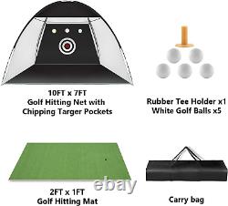 Golf Practice Net, 10X7Ft Golf Hitting Training Aids Nets with Target and Carry