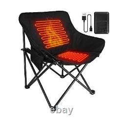 Portable Heated Camping Chair with Battery for Adults, Electric Padded Heated