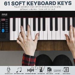 Pyle Portable and Foldable Electronic Musical Piano Keyboard with 61 Standard Ke