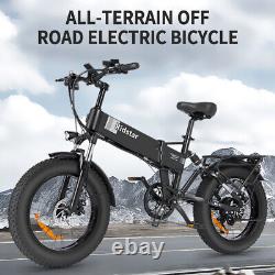 Ridstar 1000W Folding Electric Mountain Bike Fat Tire E-Bike 48V/14Ah Battary