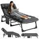 Slsy Folding Camping Cot Chair Chaise Longue Recliner Withmat Pillow Side Pocket