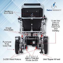 THRIVE Reclining Electric Wheelchair Power Wheel chair with Remote Control