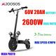 Used Electric Scooter Adults 60v 20ah Lithium Battery 2600w Dual Motor E-bike