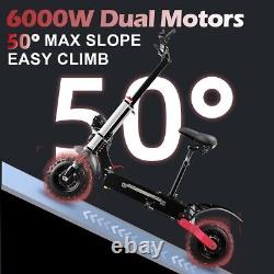 AJOOSOS X60 Scooter électrique à double moteur de 6000W, vitesse de 50 Mph, pneu tout-terrain de 11 pouces, 72V