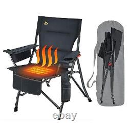 Chaise de camping électrique chauffante KINGS TREK avec refroidisseur latéral et étui de transport
