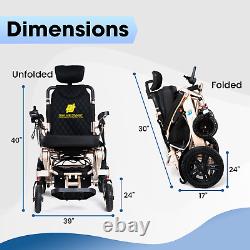 Chaise roulante électrique légère pliable avec inclinaison automatique et pliable pour voyager