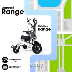 Chaise roulante électrique légère pliable avec inclinaison automatique et pliage facile pour voyager