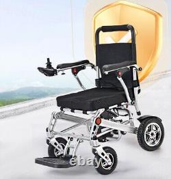 Chaise roulante électrique pliable en aluminium, max 440 lb, batterie 6AH avec double moteur