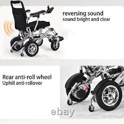 Chaise roulante électrique pliable en aluminium, max 440 lb, batterie 6AH avec double moteur