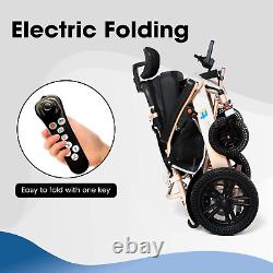 Chaise roulante électrique pliable, légère, inclinable, avec fonction de pliage et de voyage.