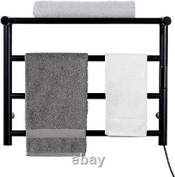 Chauffe-serviettes mural en acier inoxydable noir électrique, support de serviettes chaudes