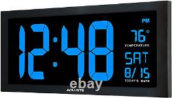 Horloge LED surdimensionnée 76100M avec température intérieure, date et affichage pliable