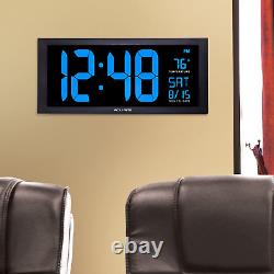 Horloge LED surdimensionnée 76100M avec température intérieure, date et affichage pliable