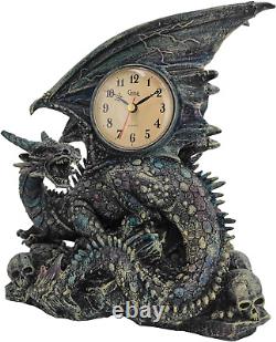 Horloge de bureau et d'étagère GENUNIQ Dragon Statue de dragon Horloge de bureau Collection Figurine