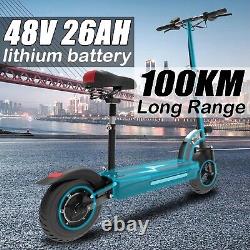 Scooter électrique monomoteur 10'' 1200W 48V 26A avec batterie au lithium et une vitesse maximale de 37MPH
