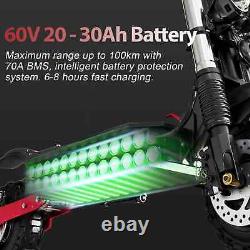 Scooter électrique tout-terrain avec pneu de 11 pouces, batterie de 60V20Ah, scooter pliable, vitesse de 50 mph.