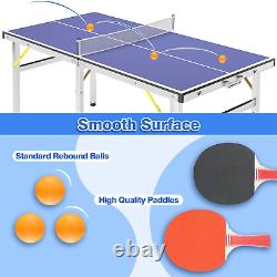 Table de ping-pong pliable, table de tennis de table portable, avec filet et 2 raquettes de ping-pong
